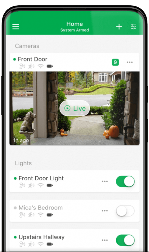 Design for the home screen of the iOS Arlo app