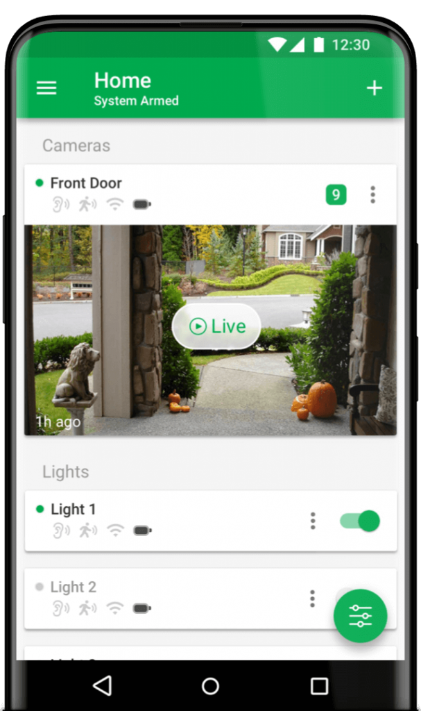 Design for the home screen of the Android Arlo app