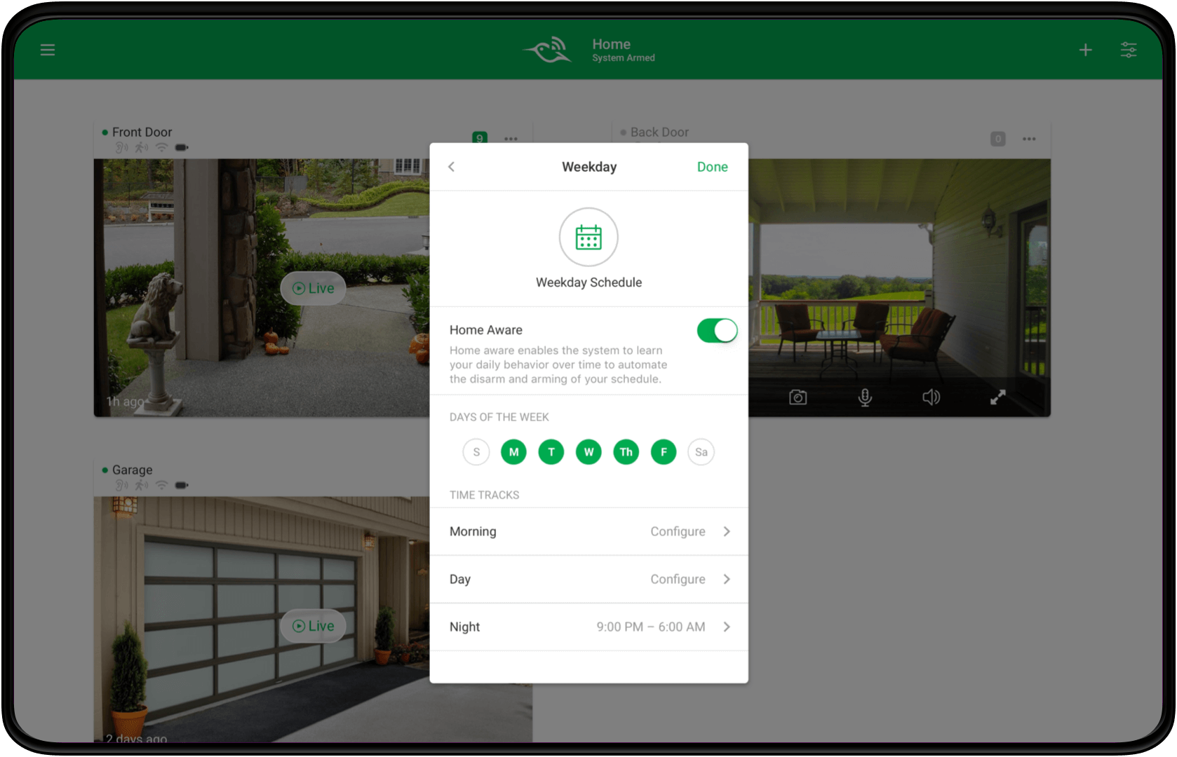 Design for a settings modal within the Arlo web app