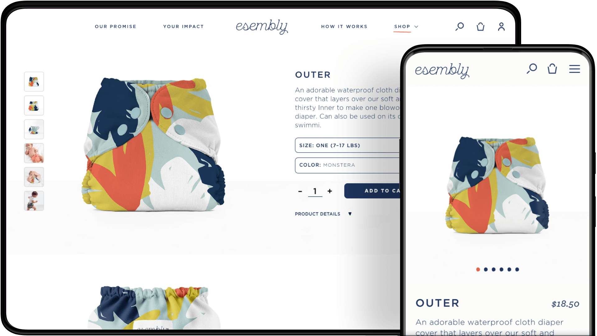 Product page design for the Esembly website