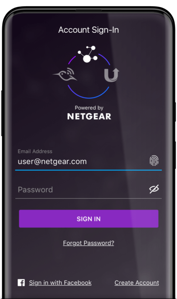 Design for the login screen for the NETGEAR OneCloud single sign-on flow