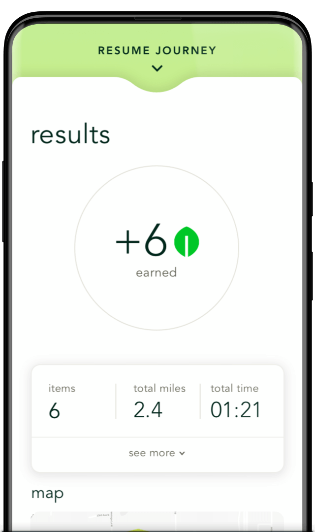 Final design for the activity results screen of the Stridy app
